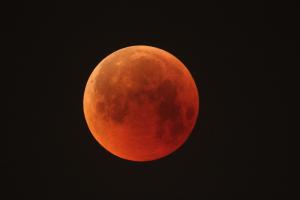 A lunar eclipse as seen near Madrid, Spain.