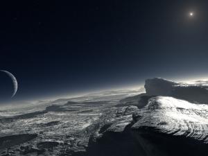 Artist’s impression of how the surface of Pluto might look.
