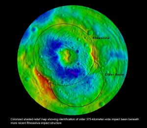 Impact craters on Vesta.