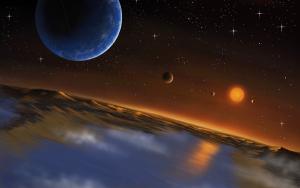 Artist concept of the planetary system Kepler 62.