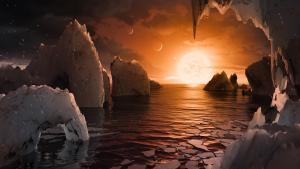 Artist view of the TRAPPIST-1 system.