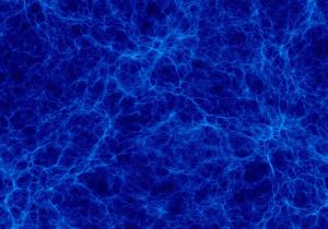 A visualization of dark matter distribution 800 milion years after the Big Bang.
