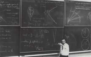 Richard Feynman during the Special Lecture: the Motion of Planets Around the Sun.