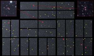 A frame from the Kepler Telescope showing a couple binary systems.