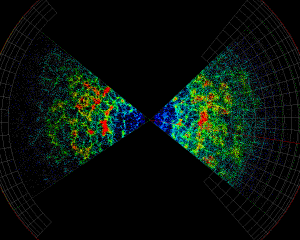 Large surveys of the cosmos show it is homogeneous.