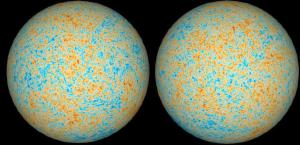 The edge of the observable universe mapped onto a celestial sphere.