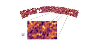 Part of the KiDS map, showing variations in cosmic density.