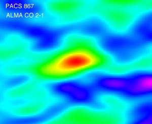 A map of the distribution of CO in the galaxy PACS-867.