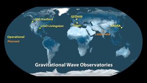 Map of current and planned gravitational wave observatories.