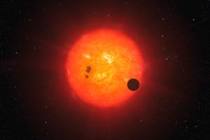 This artist’s impression shows how the newly discovered super-Earth surrounding the nearby star GJ1214 may look.