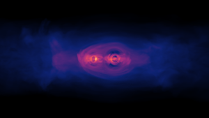 Simulated merger of two black holes.