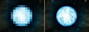 Artist concept of using stellar intensity interferometry to increase resolution.