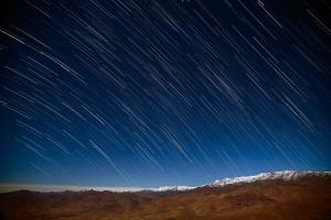 The motion blur of starlight used to create a rain of stars.