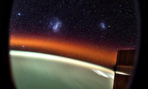 A view of the Magellanic Clouds as seen from the International Space Station.