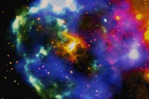The supernova remnant HESS J1731-347 surrounding a small neutron star.