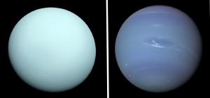 Uranus (left) and Neptune (right) are very different in appearance.