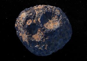 Illustration of the metallic asteroid Psyche.