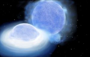 Artist impression of a star being stripped by its companion.