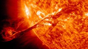 An erupting solar prominence.