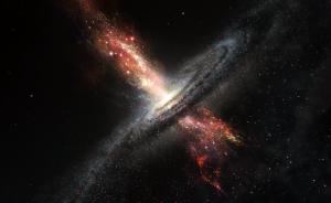 Artist’s impression of stars born in winds from supermassive black holes.