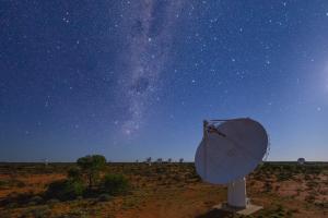 An ASKAP antenna views the southern sky.