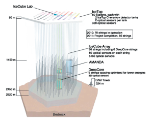 Diagram of the IceCube Neutrino Observatory.