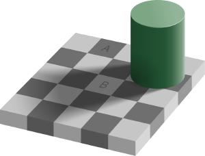 Squares A and B are the same color, but look different.