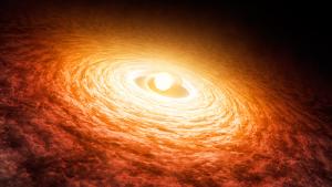 Artist view of the accretion disk around an FU Orionis star.