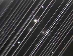 Starlink trails in an image from Lowell Observatory.