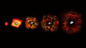 Illustration of how a failed supernova can become a black hole.
