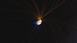 Visual simulation of the Earth's magnetic field.