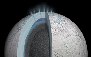 An artist's view of Enceladus.