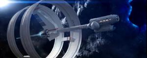 Concept for a warp drive spacecraft.