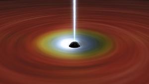 Illustration showing how a jet forms near a black hole.