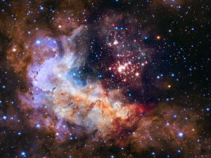 Hubble image of a cluster of about 3,000 stars called Westerlund 2.