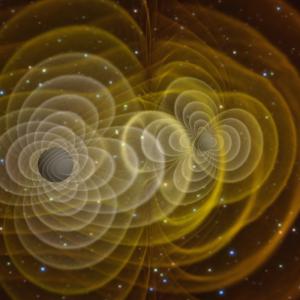 A visualization of gravitational waves.