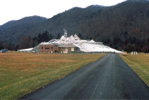 The 300 foot telescope after its collapse in 1988.