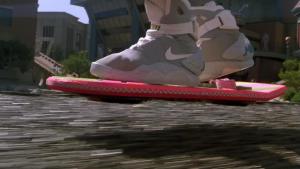 Marty McFly on a hoverboard.