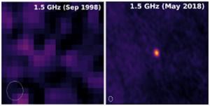 VLA images of the location of VT 1137-0337 in 1998 (left) and 2018 (right).