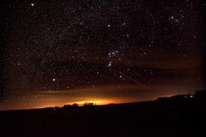 The constellation Orion in the evening sky.