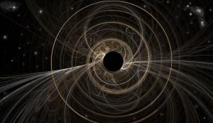 An artistic interpretation of a black hole.