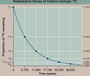 Decay rate for Carbon 14.