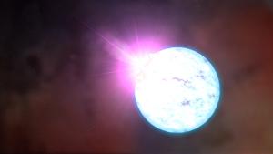 An artist's rendering of an outburst on an ultra-magnetic neutron star.