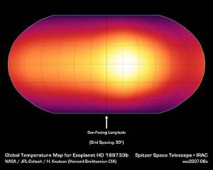 Temperature map for an exoplanet.