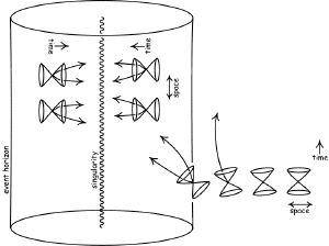 Light cones near a black hole.