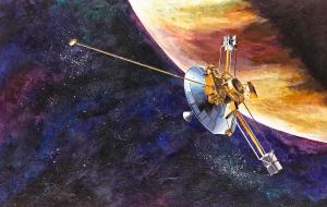 Artist sketch of Pioneer 10.