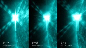 Observations of three x-class solar flares.