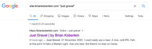 Fiction posts show up almost immediately on Google.